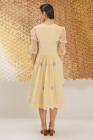 Dress Contemporary Wear - Yellow Iris Glow Dress by The Loom Art