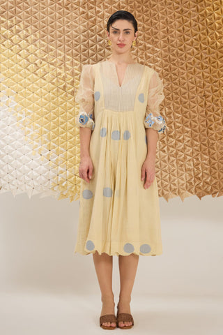 Dress Contemporary Wear - Yellow Iris Glow Dress by The Loom Art