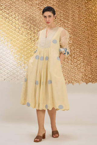 Dress Contemporary Wear - Yellow Iris Glow Dress by The Loom Art