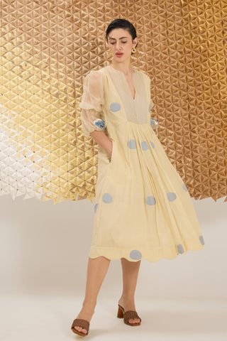 Dress Contemporary Wear - Yellow Iris Glow Dress by The Loom Art