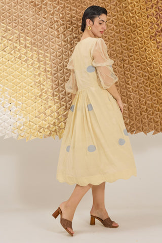Dress Contemporary Wear - Yellow Iris Glow Dress by The Loom Art