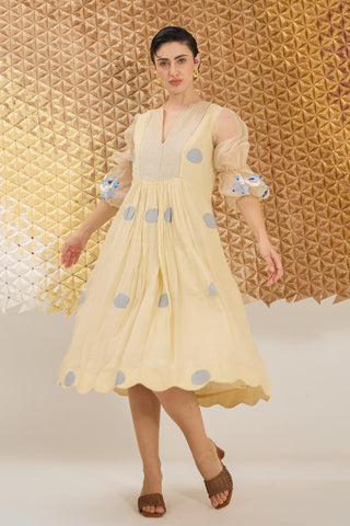 Dress Contemporary Wear - Yellow Iris Glow Dress by The Loom Art