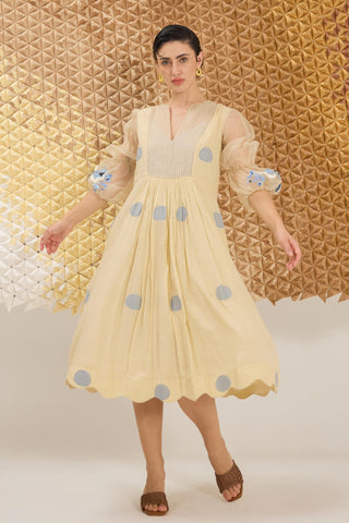 Dress Contemporary Wear - Yellow Iris Glow Dress by The Loom Art