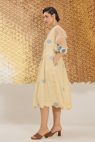 Dress Contemporary Wear - Yellow Iris Glow Dress by The Loom Art