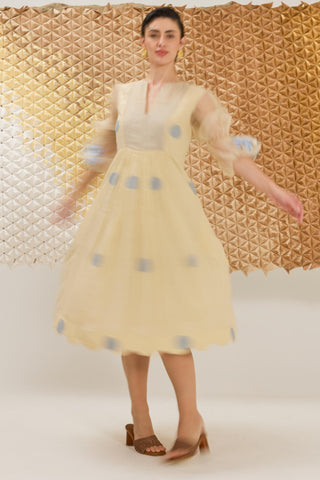 Dress Contemporary Wear - Yellow Iris Glow Dress by The Loom Art