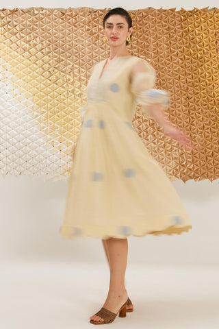 Dress Contemporary Wear - Yellow Iris Glow Dress by The Loom Art