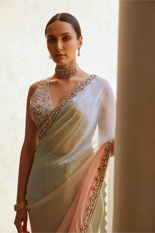 Saree Set Festive Wear - Multicolor Organza Saree Set by Tamanna Punjabi Kapoor