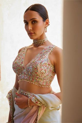 Saree Set Festive Wear - Multicolor Organza Saree Set by Tamanna Punjabi Kapoor