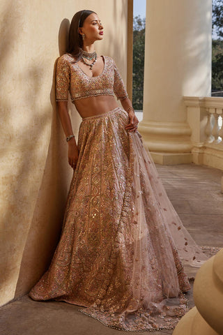 Lehenga Set Mirror Wear - Pink Mirror Lehenga Set by Tamanna Punjabi Kapoor