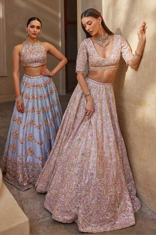 Lehenga Set Mirror Wear - Pink Mirror Lehenga Set by Tamanna Punjabi Kapoor