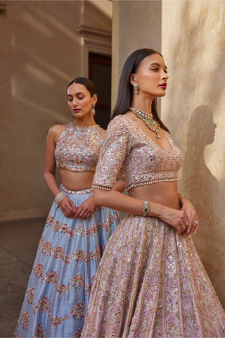 Lehenga Set Mirror Wear - Pink Mirror Lehenga Set by Tamanna Punjabi Kapoor