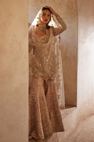 Gharara Set Heritage Wear - Pink Raw Silk Gharara Set by Tamanna Punjabi Kapoor