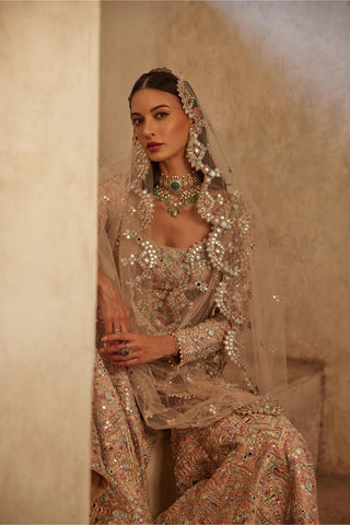 Gharara Set Heritage Wear - Pink Raw Silk Gharara Set by Tamanna Punjabi Kapoor