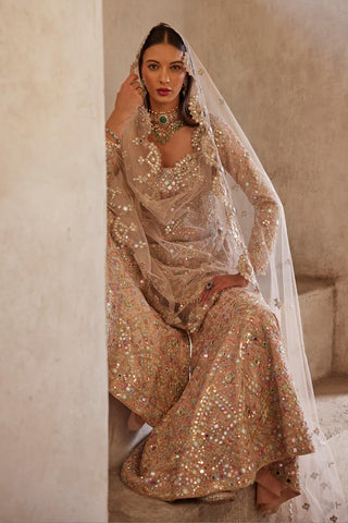Gharara Set Heritage Wear - Pink Raw Silk Gharara Set by Tamanna Punjabi Kapoor