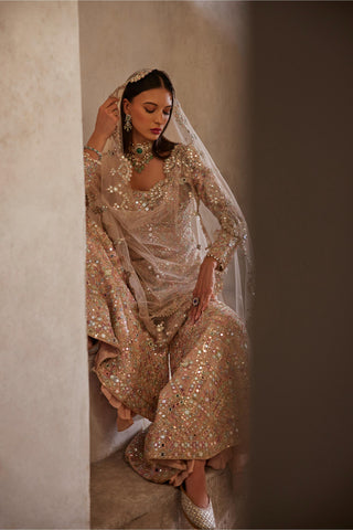 Gharara Set Heritage Wear - Pink Raw Silk Gharara Set by Tamanna Punjabi Kapoor