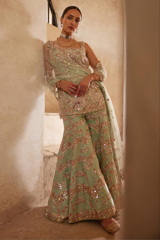 Sharara Set Festive Wear - Green Sleeveless Sharara Set by Tamanna Punjabi Kapoor