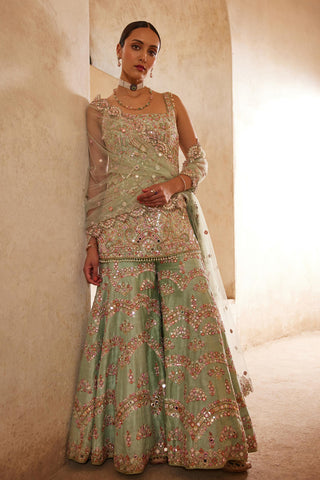Sharara Set Festive Wear - Green Sleeveless Sharara Set by Tamanna Punjabi Kapoor
