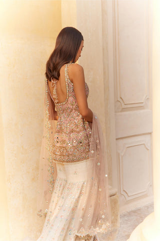 Gharara Set Heritage Wear - Ivory Mirror Gharara Set by Tamanna Punjabi Kapoor