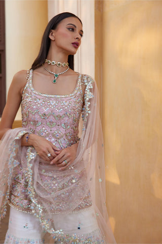 Gharara Set Heritage Wear - Ivory Mirror Gharara Set by Tamanna Punjabi Kapoor