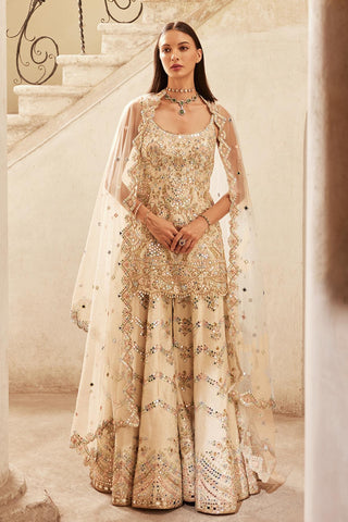 Gharara Set Mirror Wear - Ivory Chevron Gharara Set by Tamanna Punjabi Kapoor