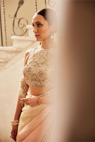 Saree Set Pastel Wear - Pink Organza Saree Set by Tamanna Punjabi Kapoor