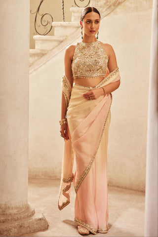 Saree Set Pastel Wear - Pink Organza Saree Set by Tamanna Punjabi Kapoor