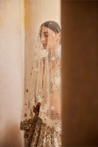 Lehenga Set Bridal Wear - Gold Mirror Lehenga Set by Tamanna Punjabi Kapoor