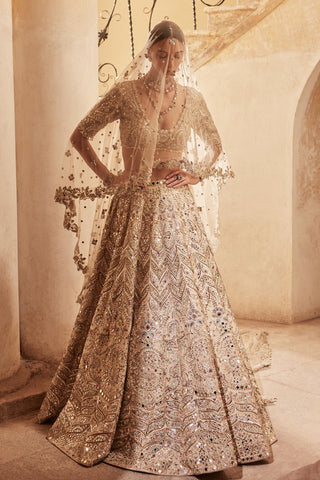 Lehenga Set Bridal Wear - Gold Mirror Lehenga Set by Tamanna Punjabi Kapoor