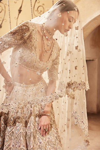 Lehenga Set Bridal Wear - Gold Mirror Lehenga Set by Tamanna Punjabi Kapoor
