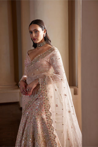 Lehenga Set Bridal Wear - Pink Fit and Flare Lehenga Set by Tamanna Punjabi Kapoor