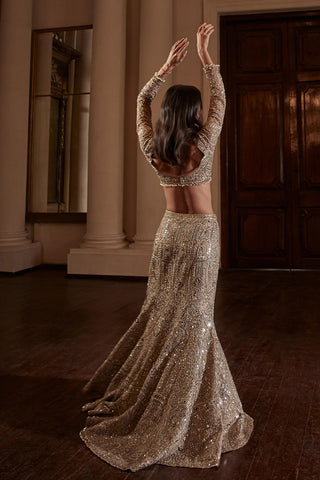 Lehenga Set Traditional Wear - Gray Fit and Flare Lehenga Set by Tamanna Punjabi Kapoor