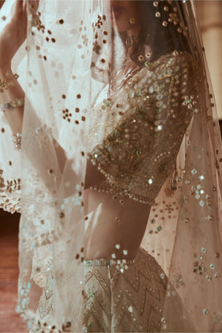 Lehenga Set Heritage Wear - Beige Raw Silk Lehenga Set by Tamanna Punjabi Kapoor