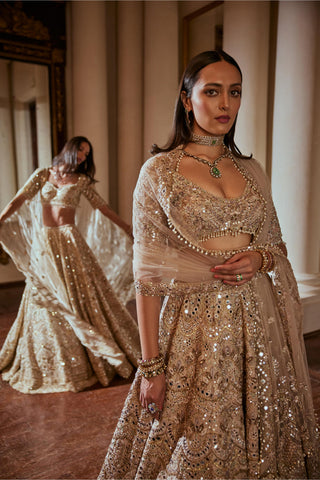Lehenga Set Mirror Wear - Pink Mirror Lehenga Set by Tamanna Punjabi Kapoor