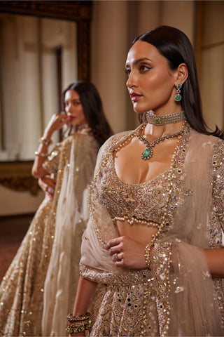 Lehenga Set Mirror Wear - Pink Mirror Lehenga Set by Tamanna Punjabi Kapoor