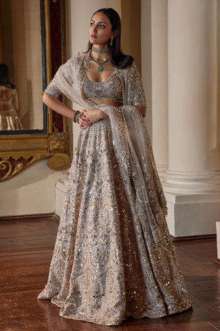 Lehenga Set Mirror Wear - Pink Mirror Lehenga Set by Tamanna Punjabi Kapoor