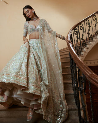 Lehenga Set Bridal Wear - Ivory Embroidery Lehenga Set by Tamanna Punjabi Kapoor