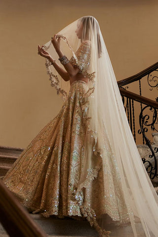 Lehenga Set Bridal Wear - Ivory Embroidery Lehenga Set by Tamanna Punjabi Kapoor