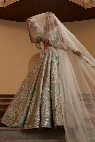 Lehenga Set Bridal Wear - Ivory Embroidery Lehenga Set by Tamanna Punjabi Kapoor