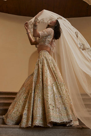 Lehenga Set Bridal Wear - Ivory Embroidery Lehenga Set by Tamanna Punjabi Kapoor