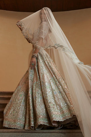 Lehenga Set Bridal Wear - Ivory Embroidery Lehenga Set by Tamanna Punjabi Kapoor
