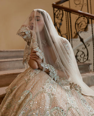 Lehenga Set Bridal Wear - Ivory Embroidery Lehenga Set by Tamanna Punjabi Kapoor