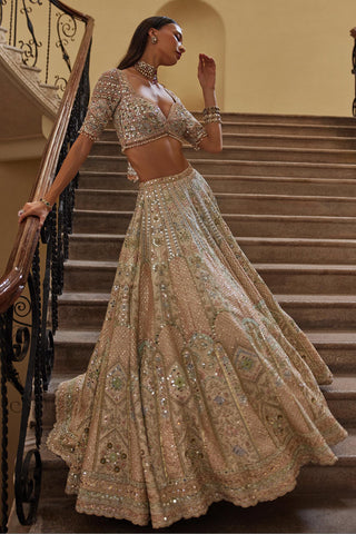 Lehenga Set Bridal Wear - Ivory Embroidery Lehenga Set by Tamanna Punjabi Kapoor