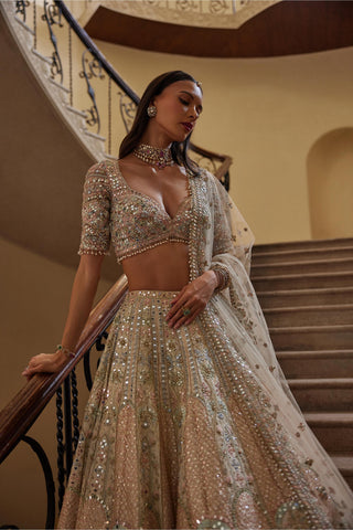 Lehenga Set Bridal Wear - Ivory Embroidery Lehenga Set by Tamanna Punjabi Kapoor