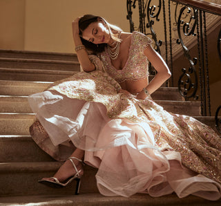 Lehenga Set Pastel Wear - Pink Mirror Lehenga Set by Tamanna Punjabi Kapoor