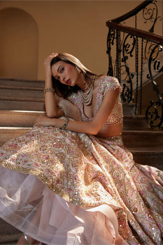 Lehenga Set Pastel Wear - Pink Mirror Lehenga Set by Tamanna Punjabi Kapoor