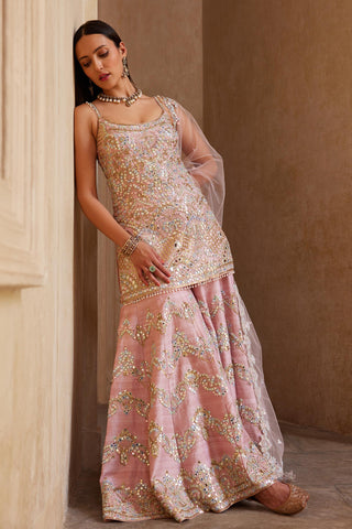 Sharara Set Festive Wear - Pink Strappy Sharara Set by Tamanna Punjabi Kapoor