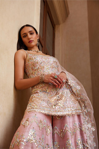 Sharara Set Festive Wear - Pink Strappy Sharara Set by Tamanna Punjabi Kapoor
