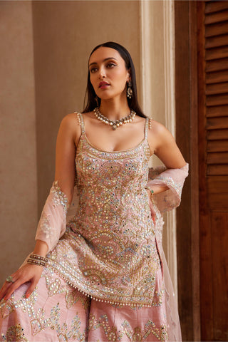 Sharara Set Festive Wear - Pink Strappy Sharara Set by Tamanna Punjabi Kapoor