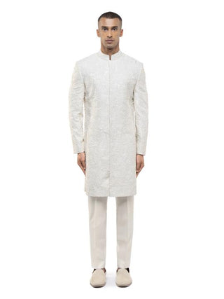 Ivory Tropical Embroidery Sherwani Set