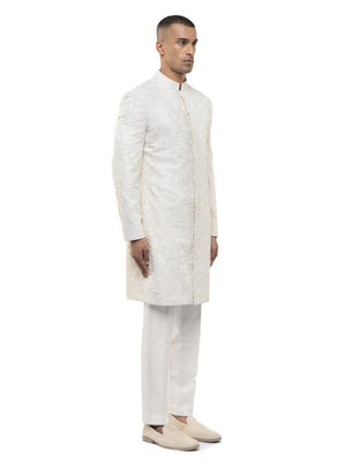 Ivory Tropical Embroidery Sherwani Set